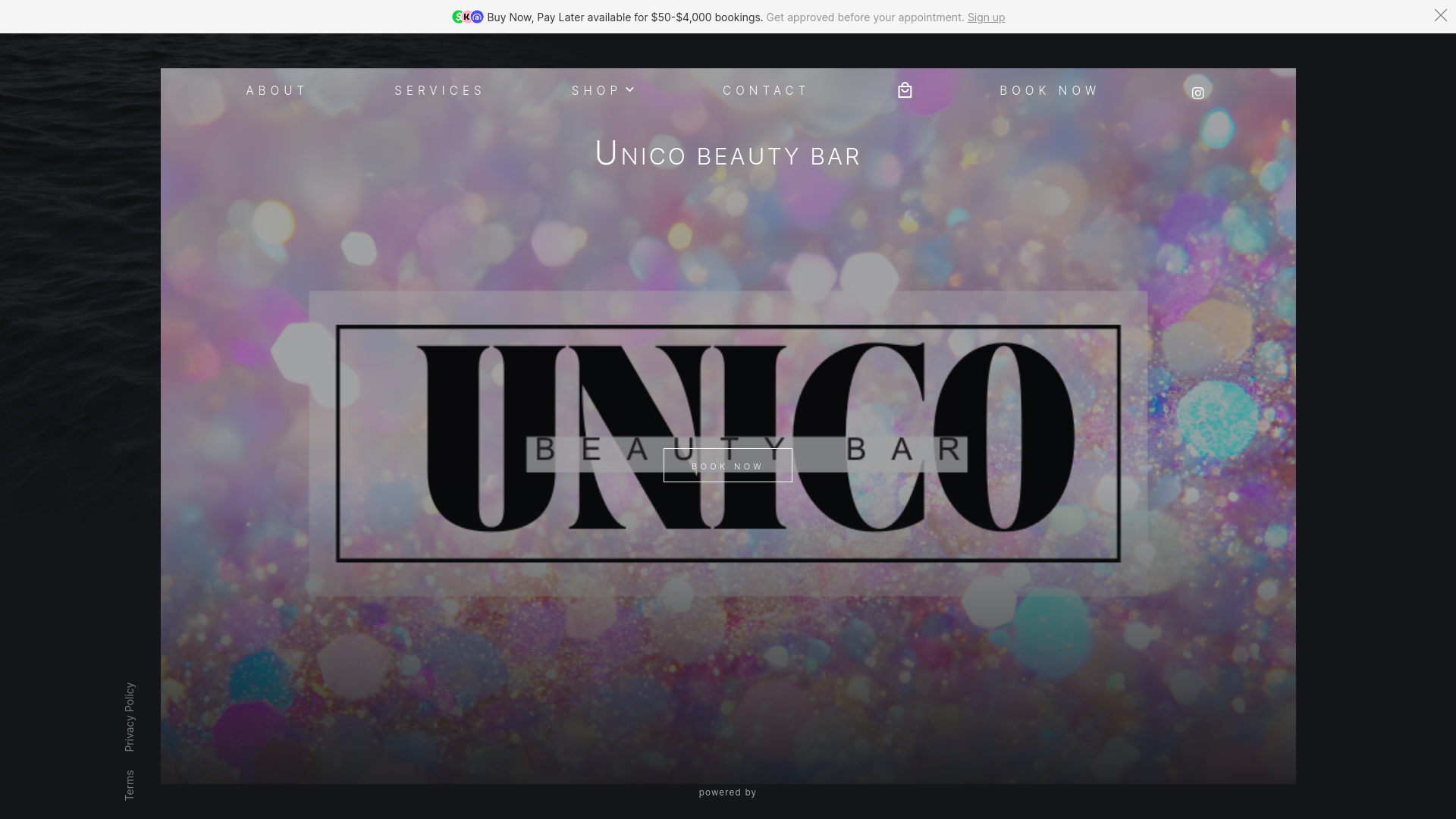 website screenshot of https://unicobeautybar.com/