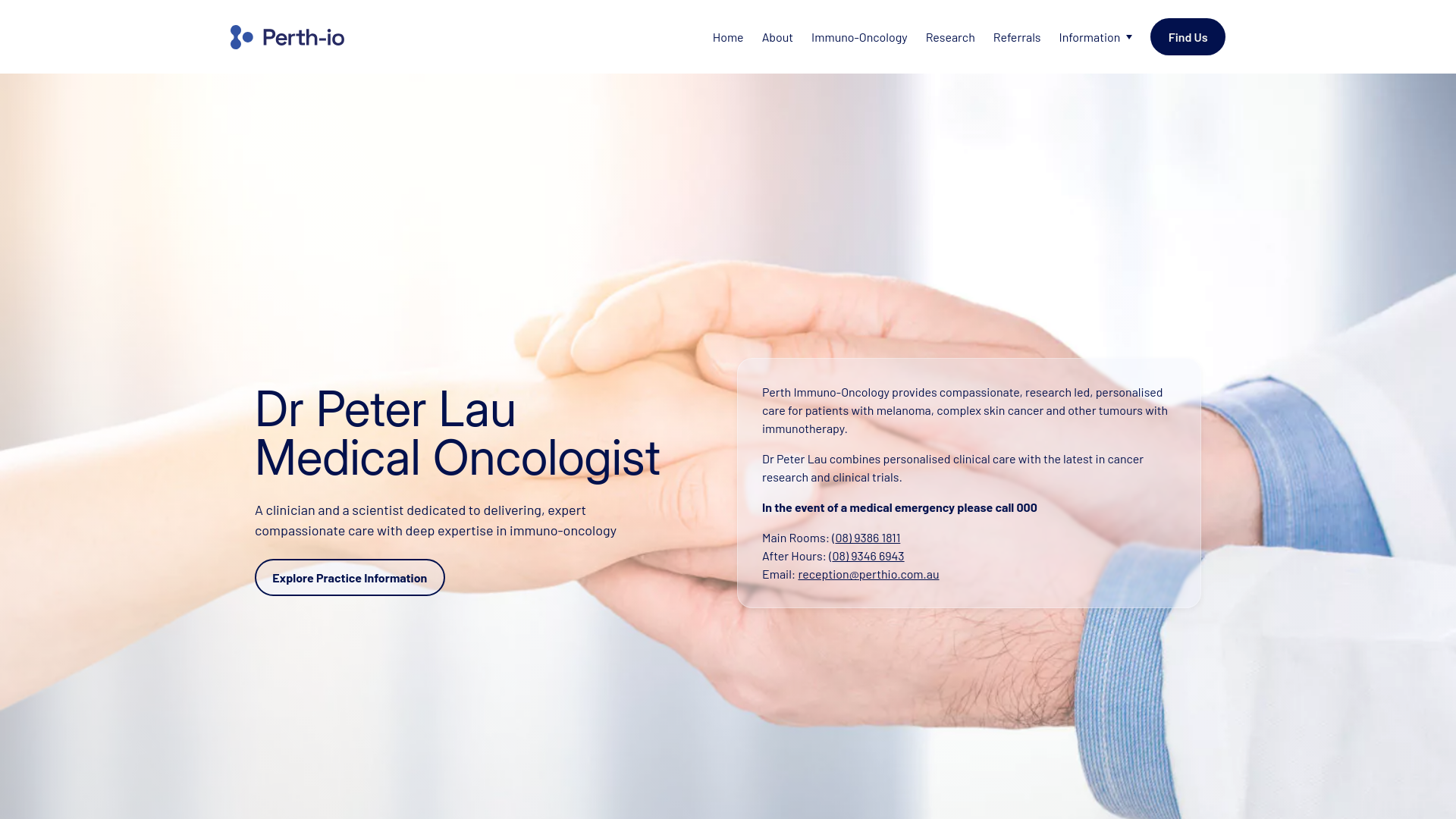 website screenshot of https://perthio.au