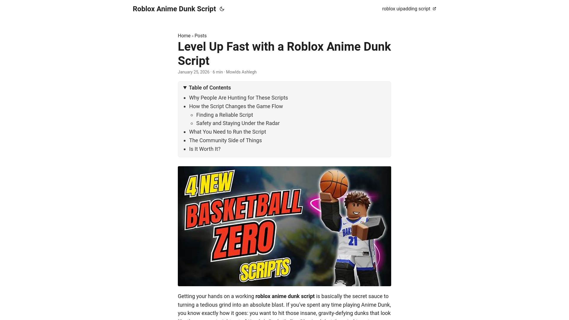website screenshot of https://roblox-anime-dunk-script.pages.dev/