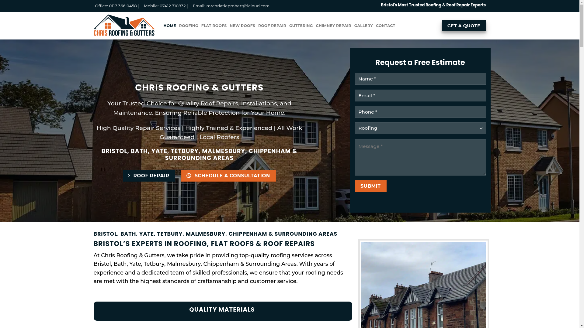 website screenshot of https://chrisroofingandgutters.co.uk/