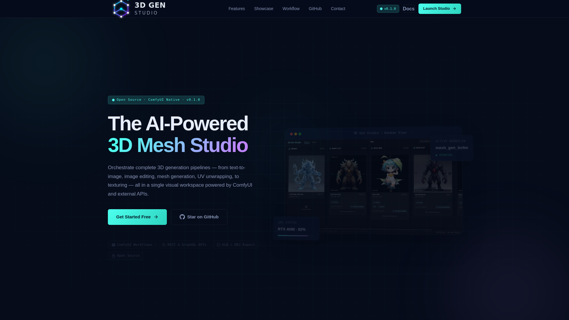 website screenshot of https://3dgenstudio.com/