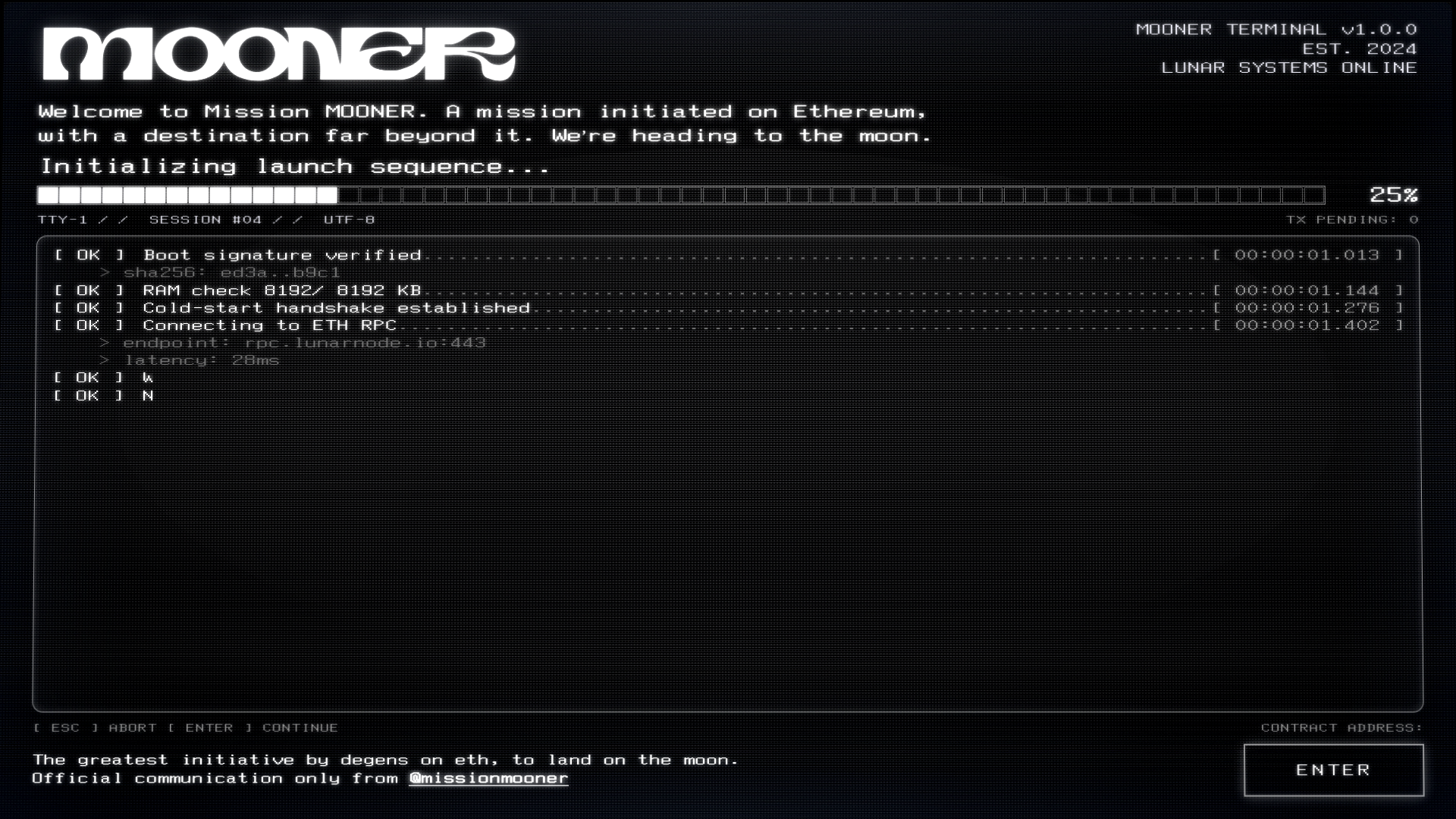 website screenshot of https://missionmooner.io/