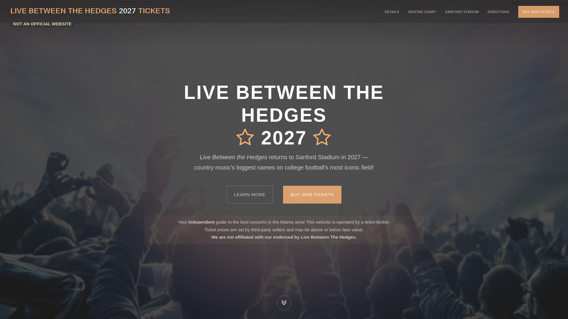 website screenshot of https://livebetweenthehedges2027.com
