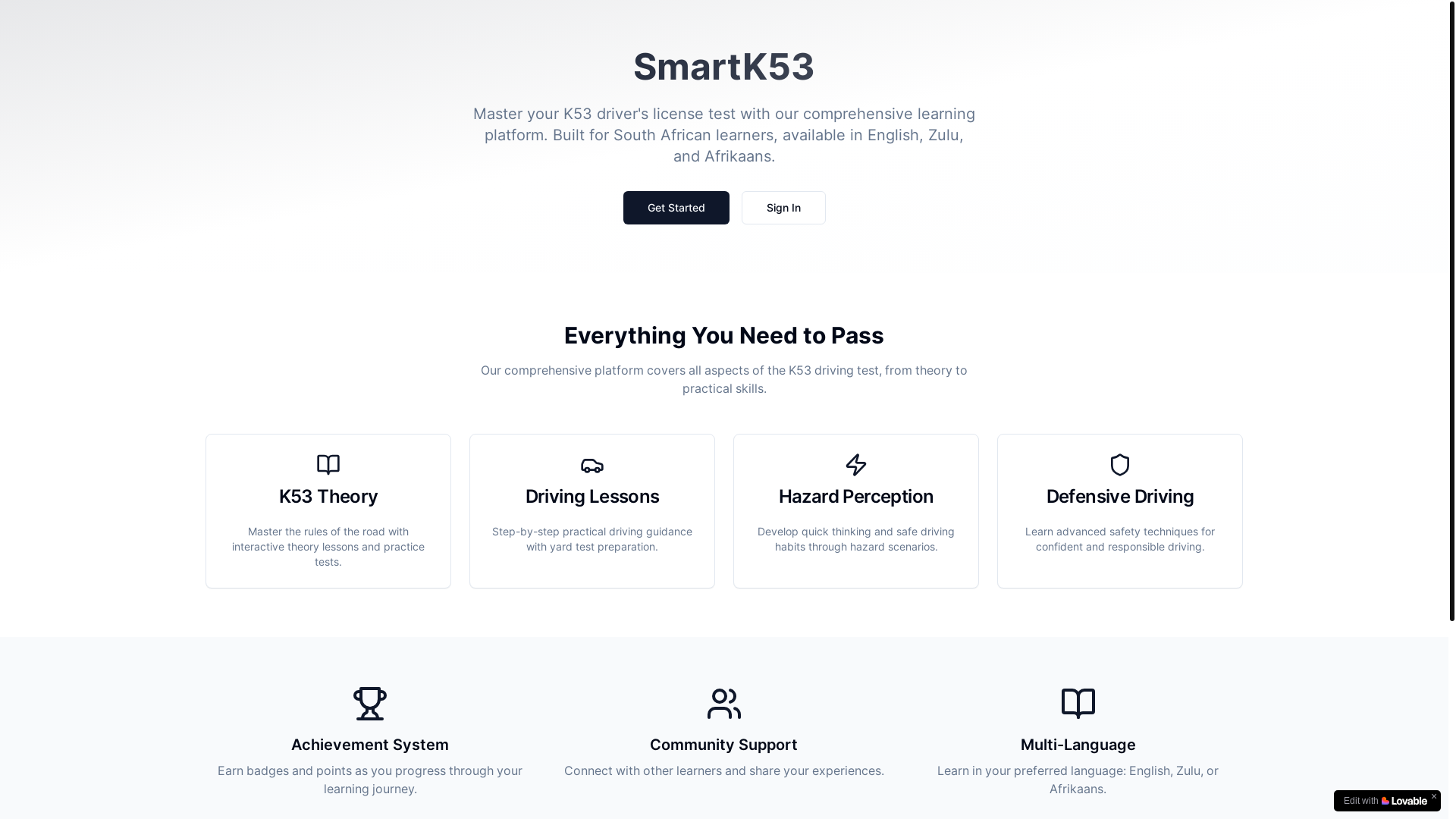website screenshot of https://smartk53.co.za/