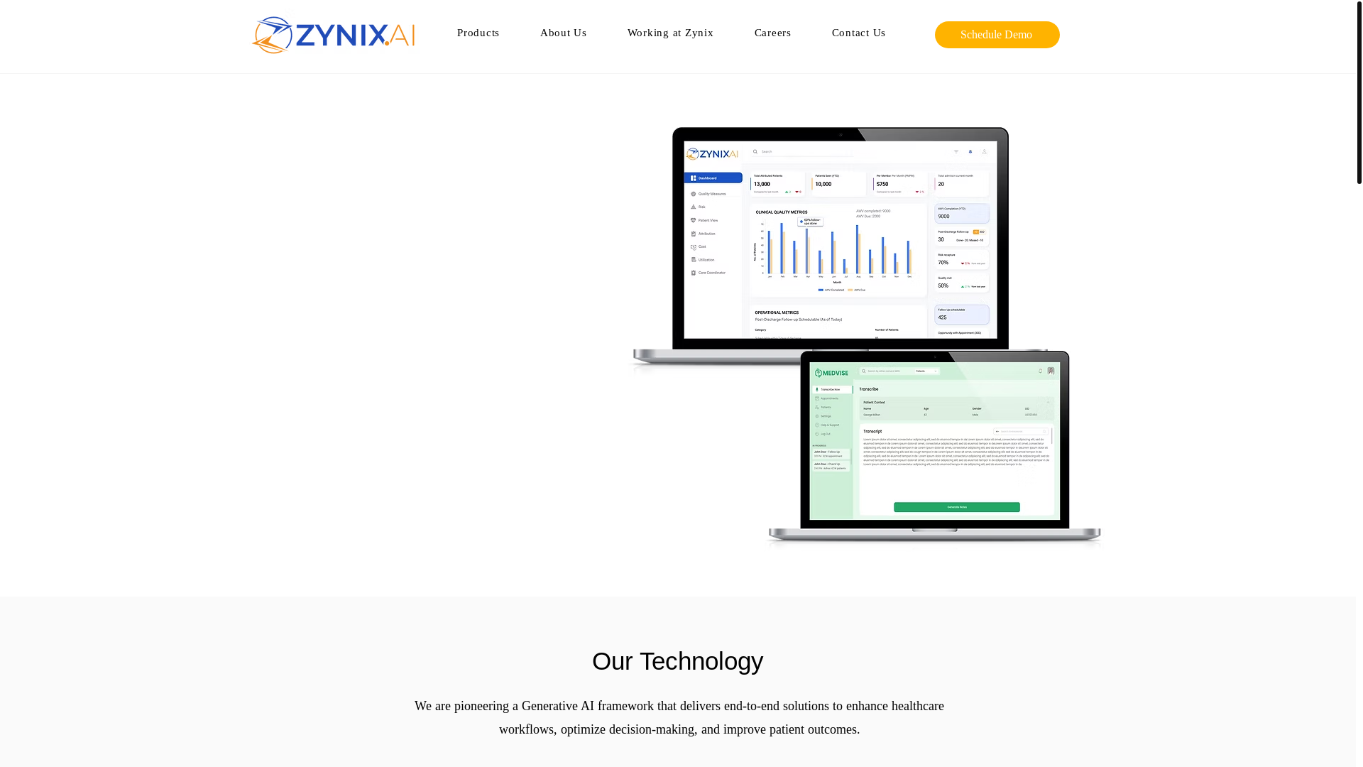 website screenshot of https://zynixagents.com/