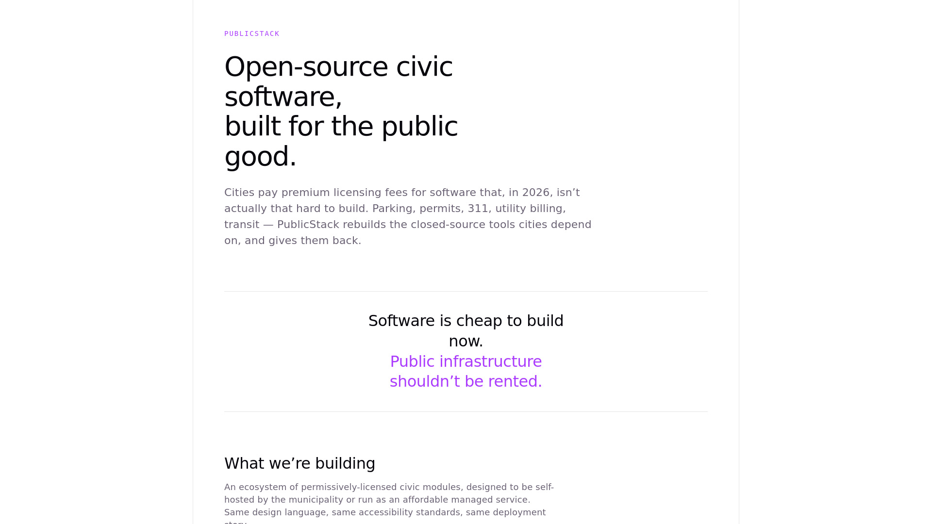 website screenshot of https://publicstack.org/