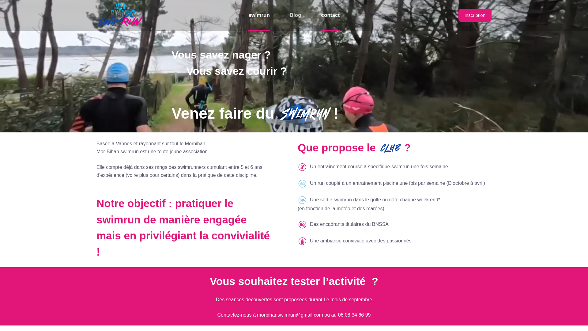 website screenshot of https://morbihan-swimrun.fr/