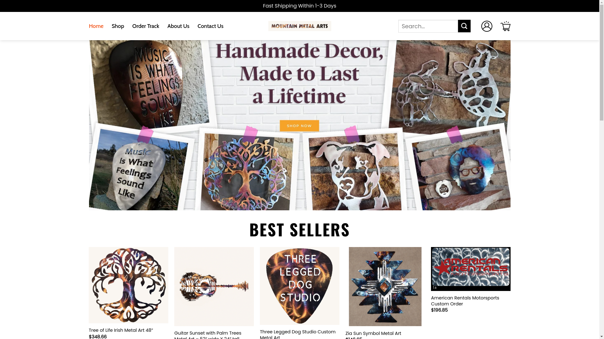 website screenshot of https://supermountainmetalarts.shop/