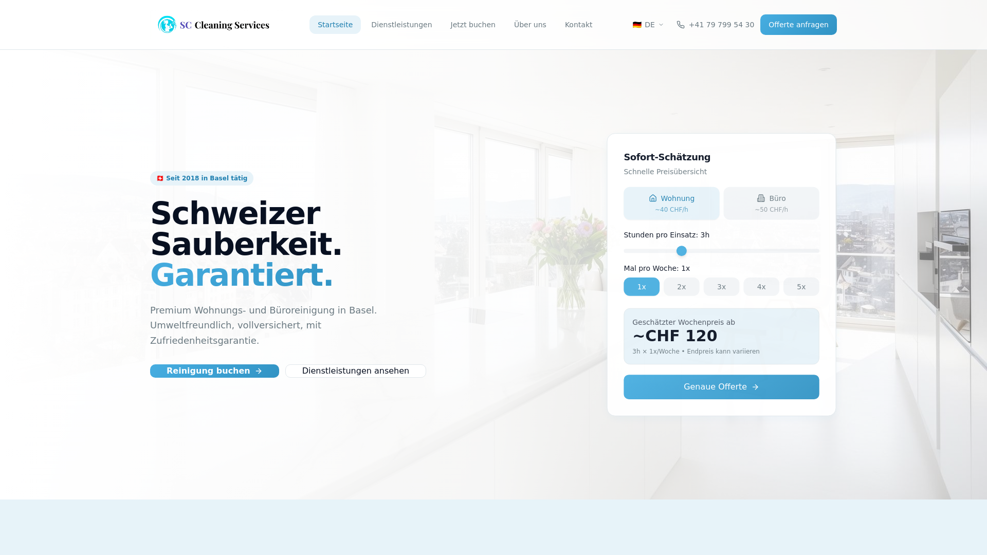 website screenshot of https://sccleaningservices.ch