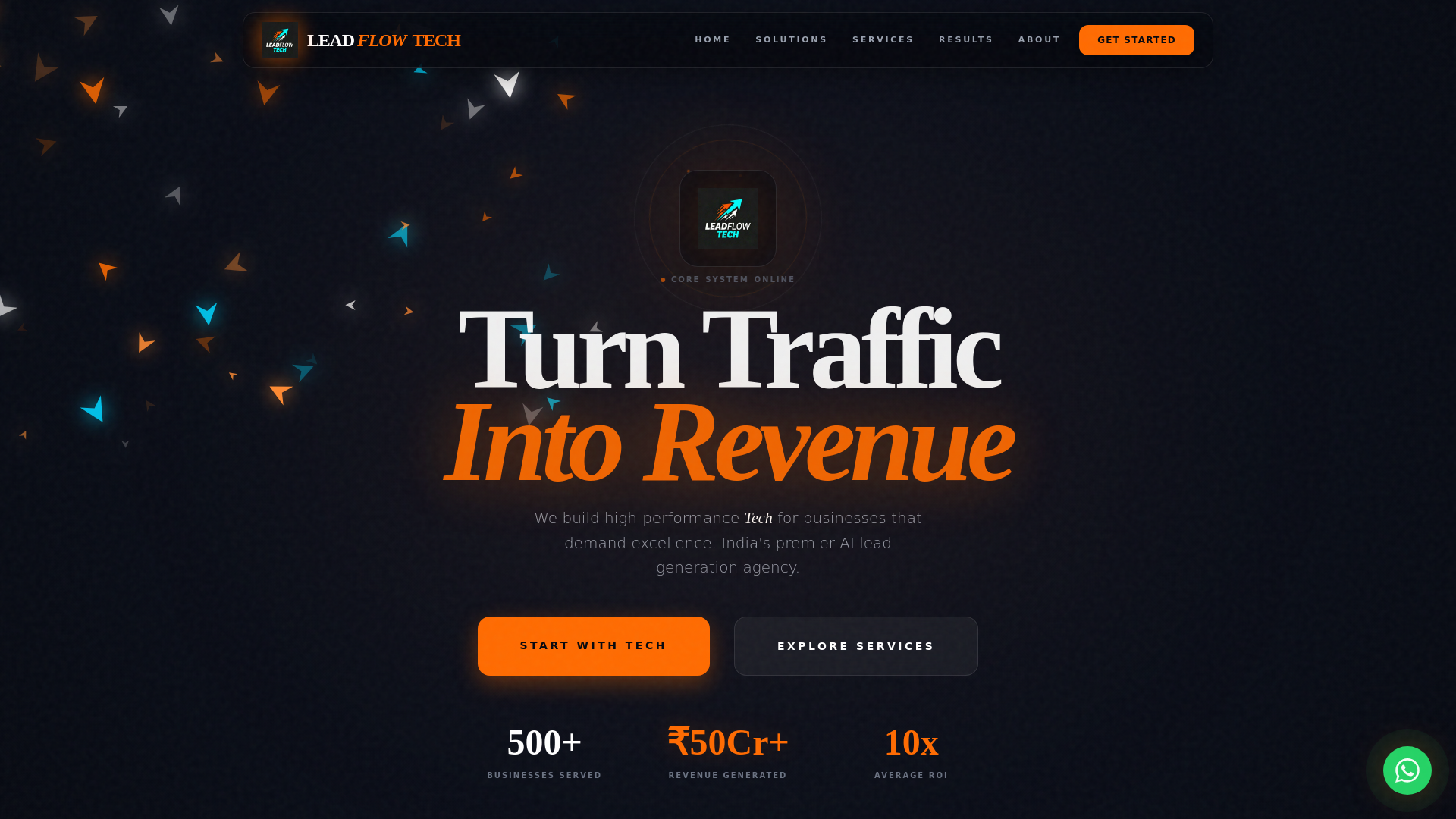 website screenshot of https://leadflowtech.in/