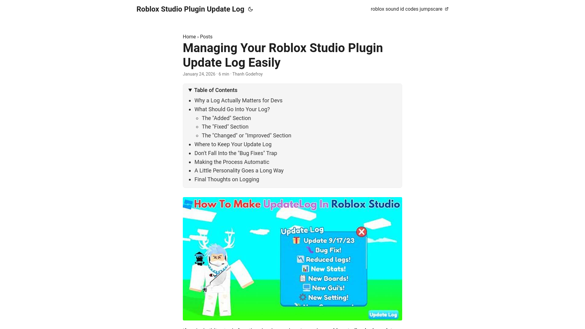 website screenshot of https://roblox-studio-plugin-update-log.pages.dev/