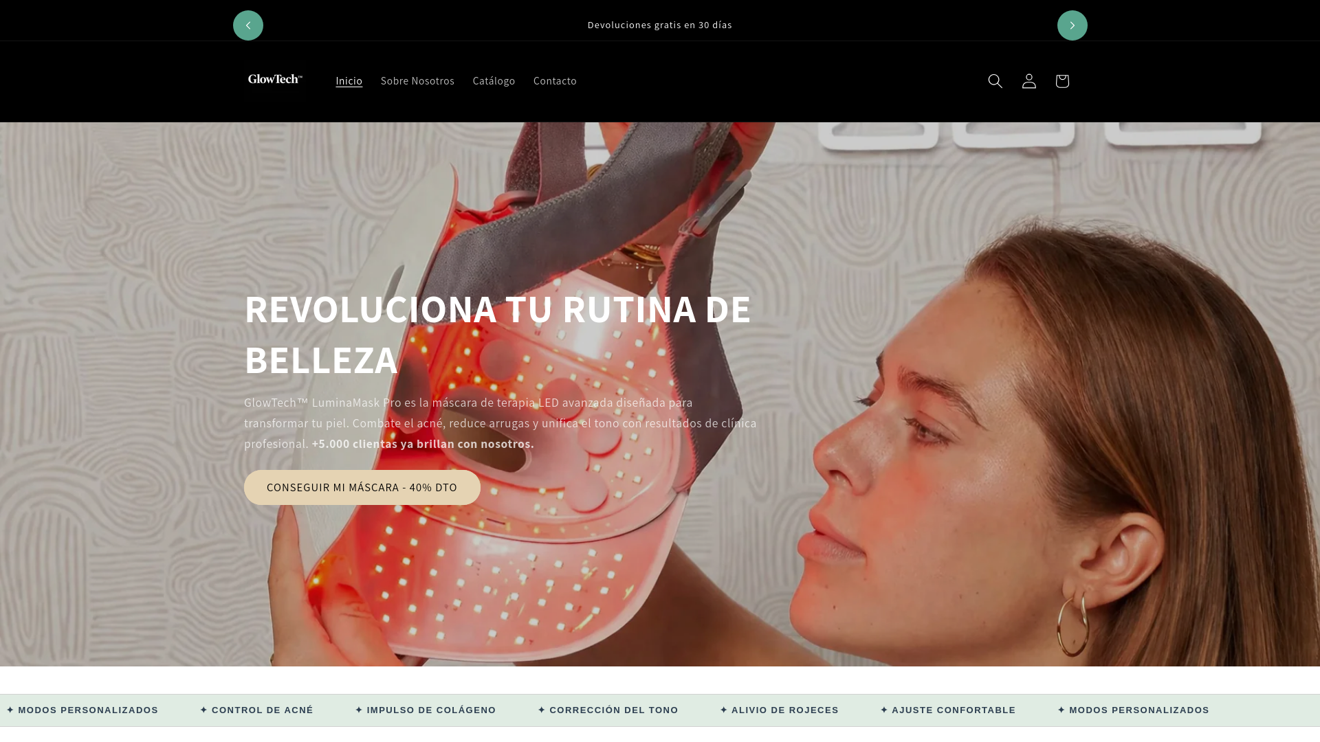 website screenshot of https://theglowtech.es