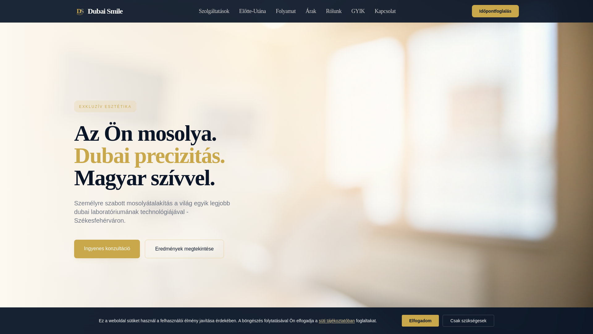 website screenshot of https://dubaismile.hu/