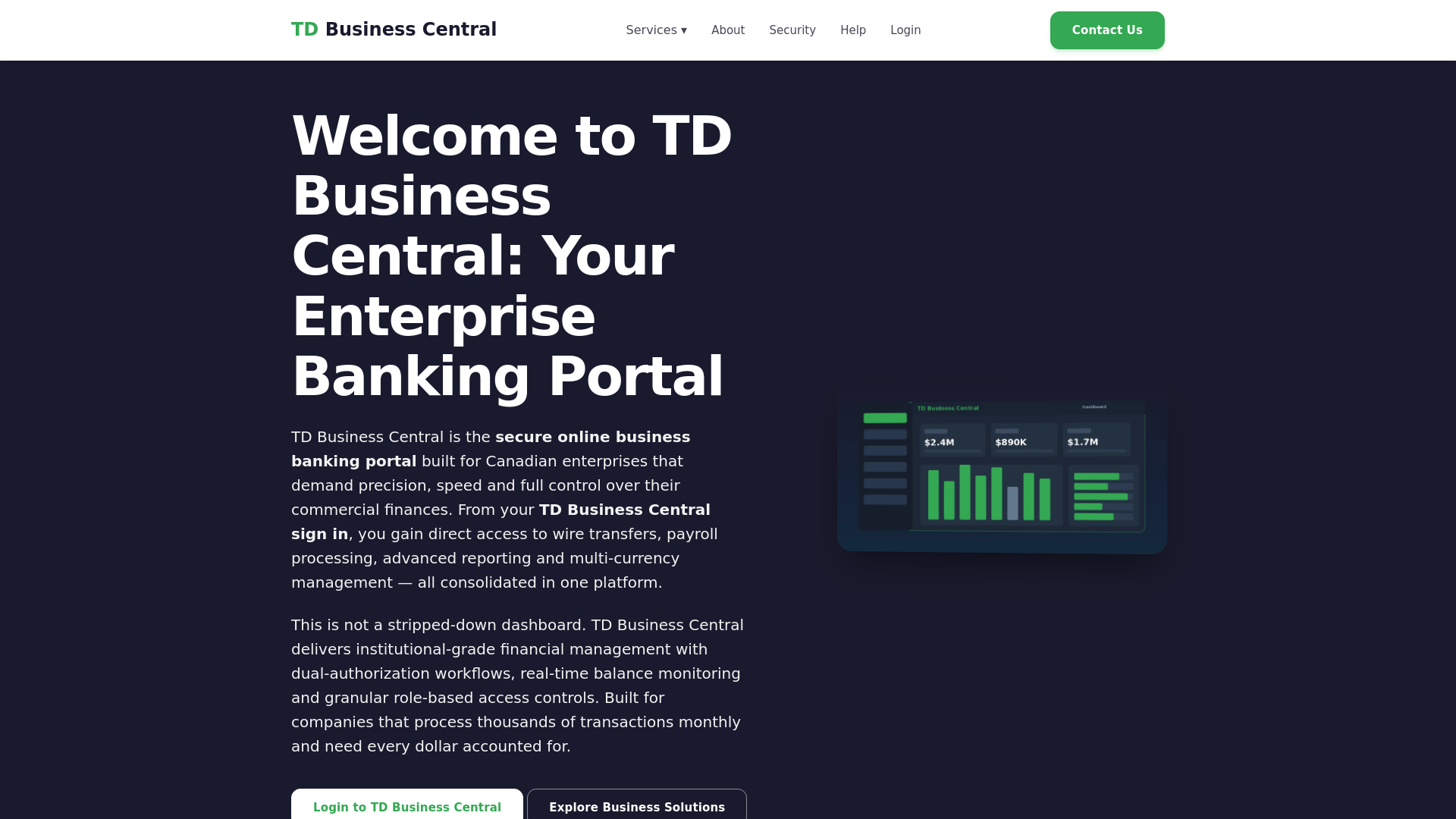 website screenshot of https://businesscentral.co.com