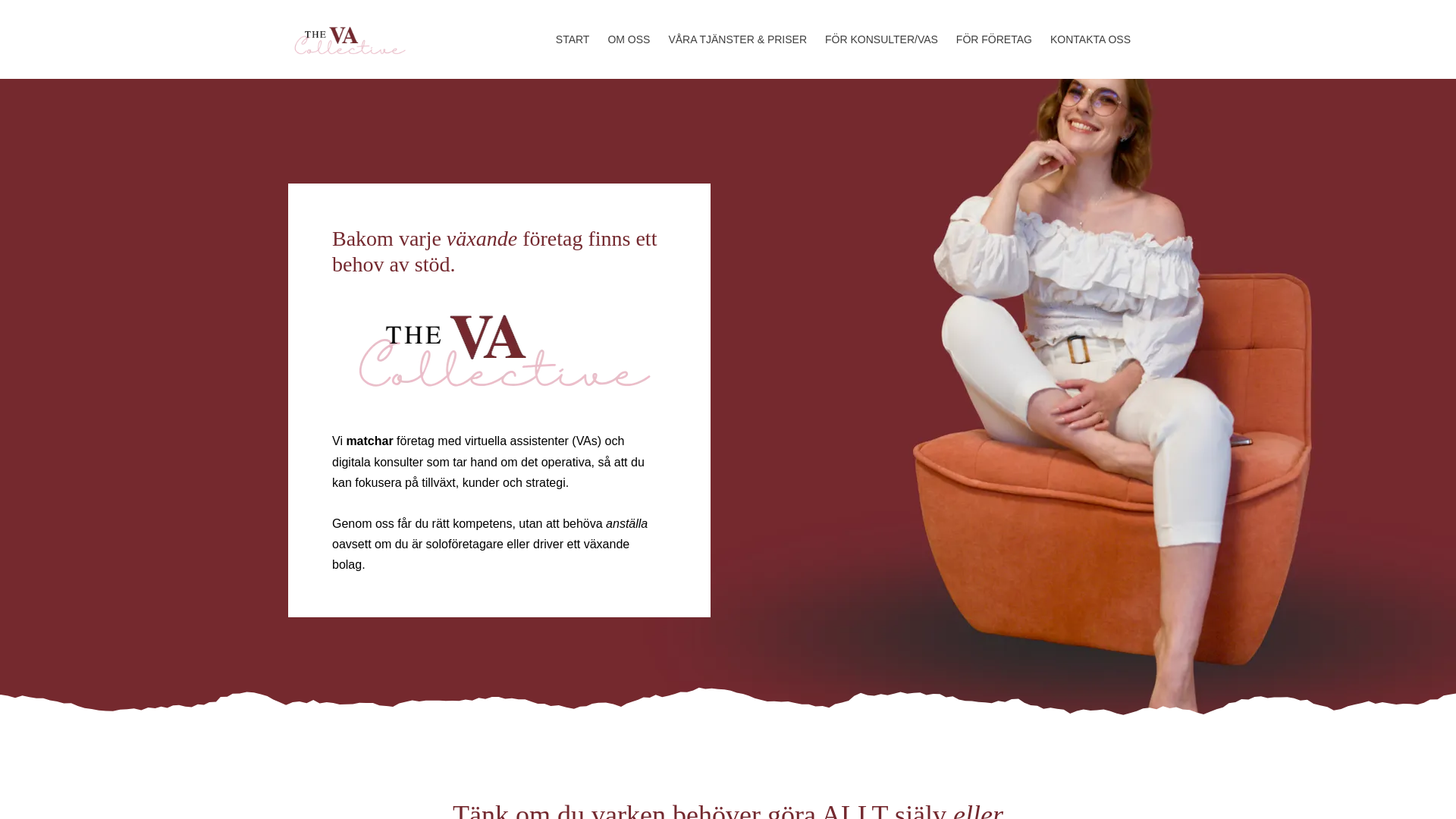 website screenshot of https://thevacollective.se