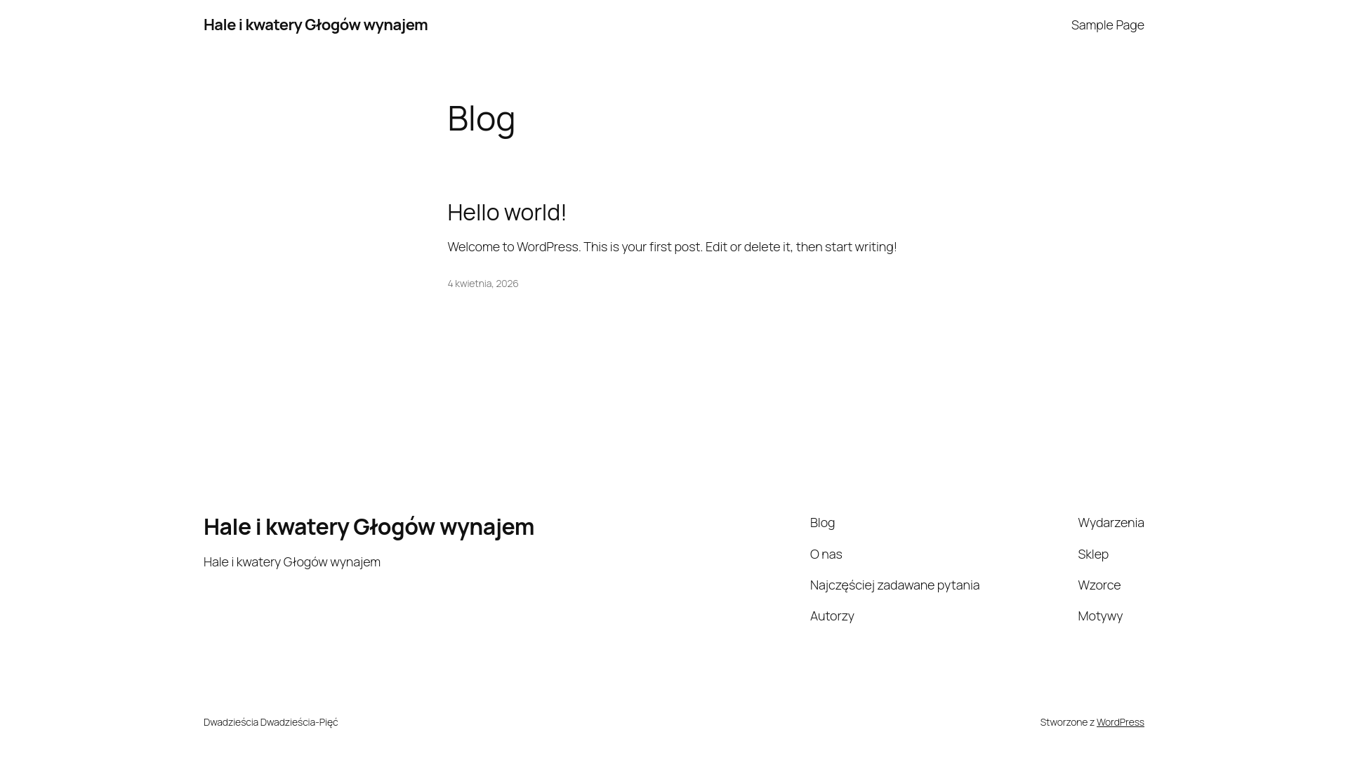 website screenshot of https://hale-kwatery-glogow.pl