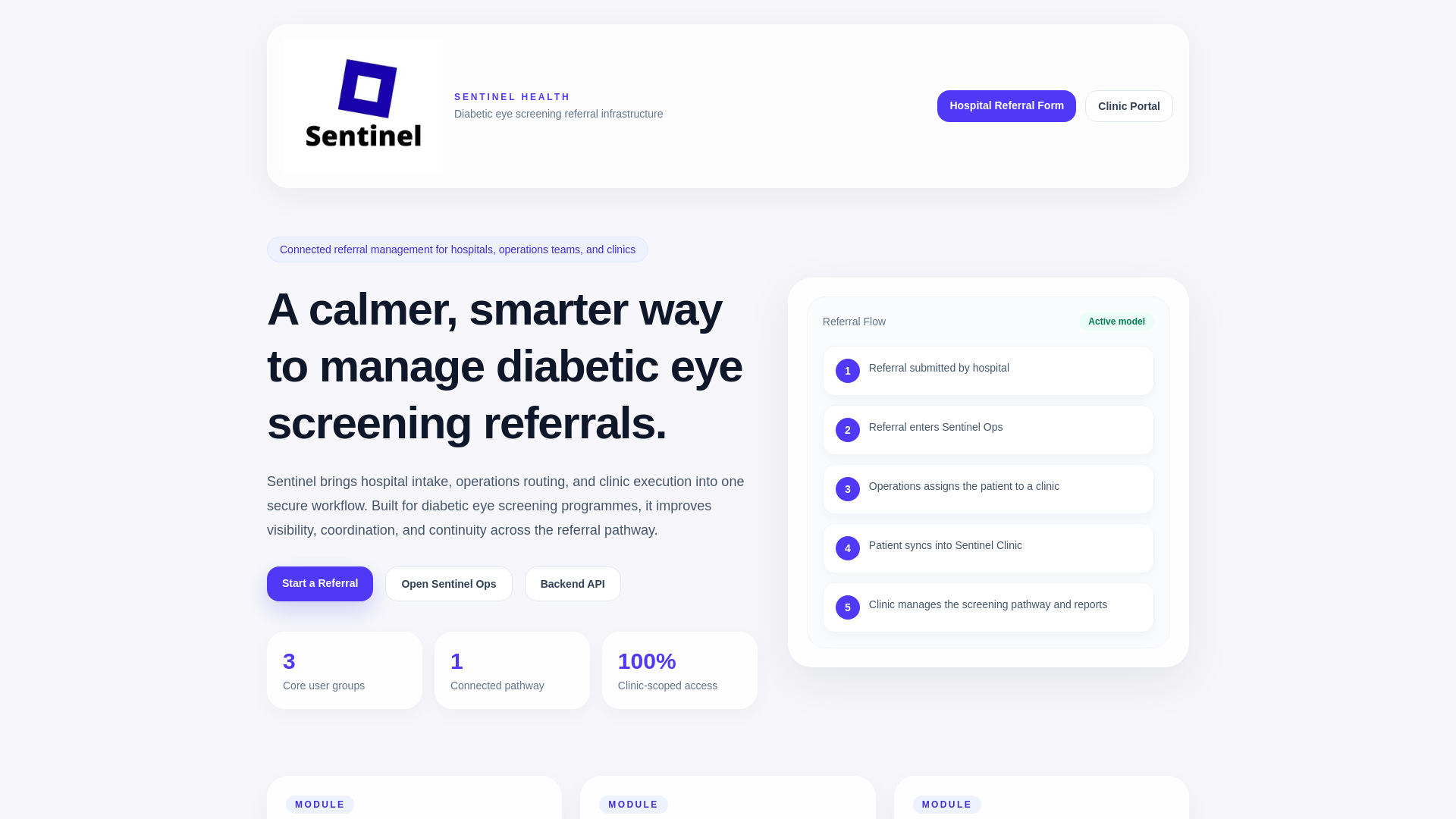 website screenshot of https://usesentinelhealth.com/