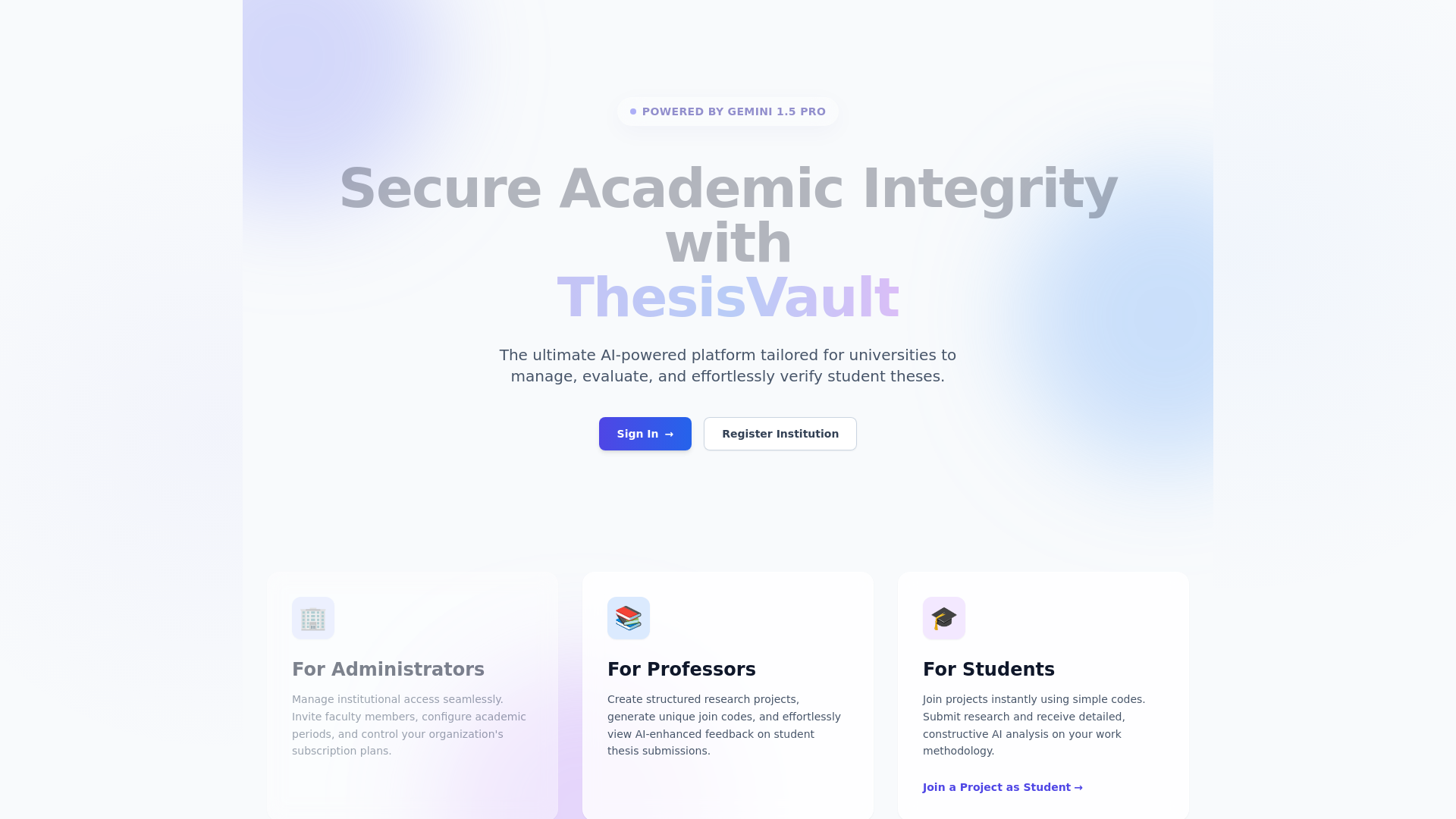 website screenshot of https://thesisvault.live