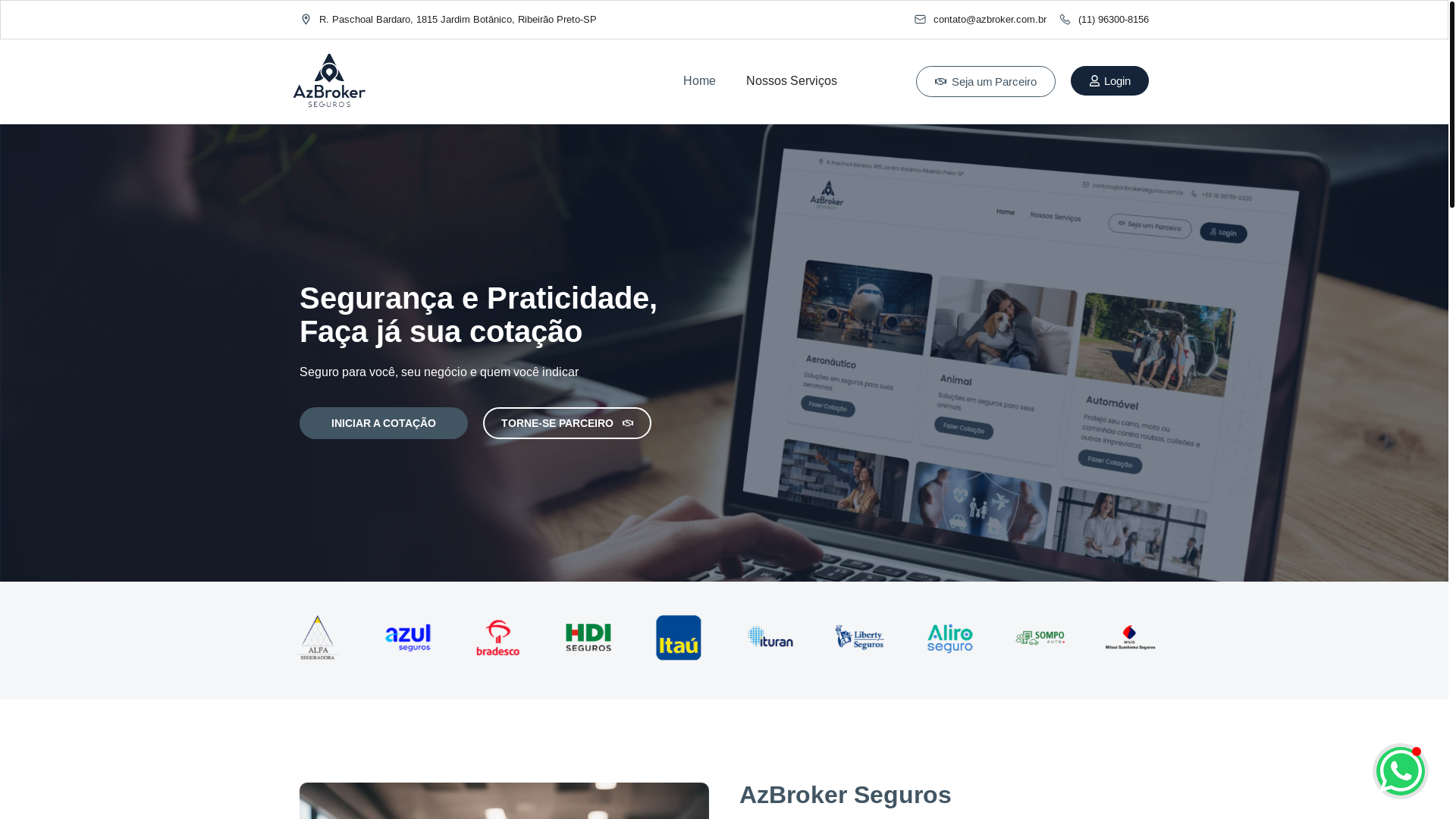 website screenshot of https://azbrokerseguros.com.br/