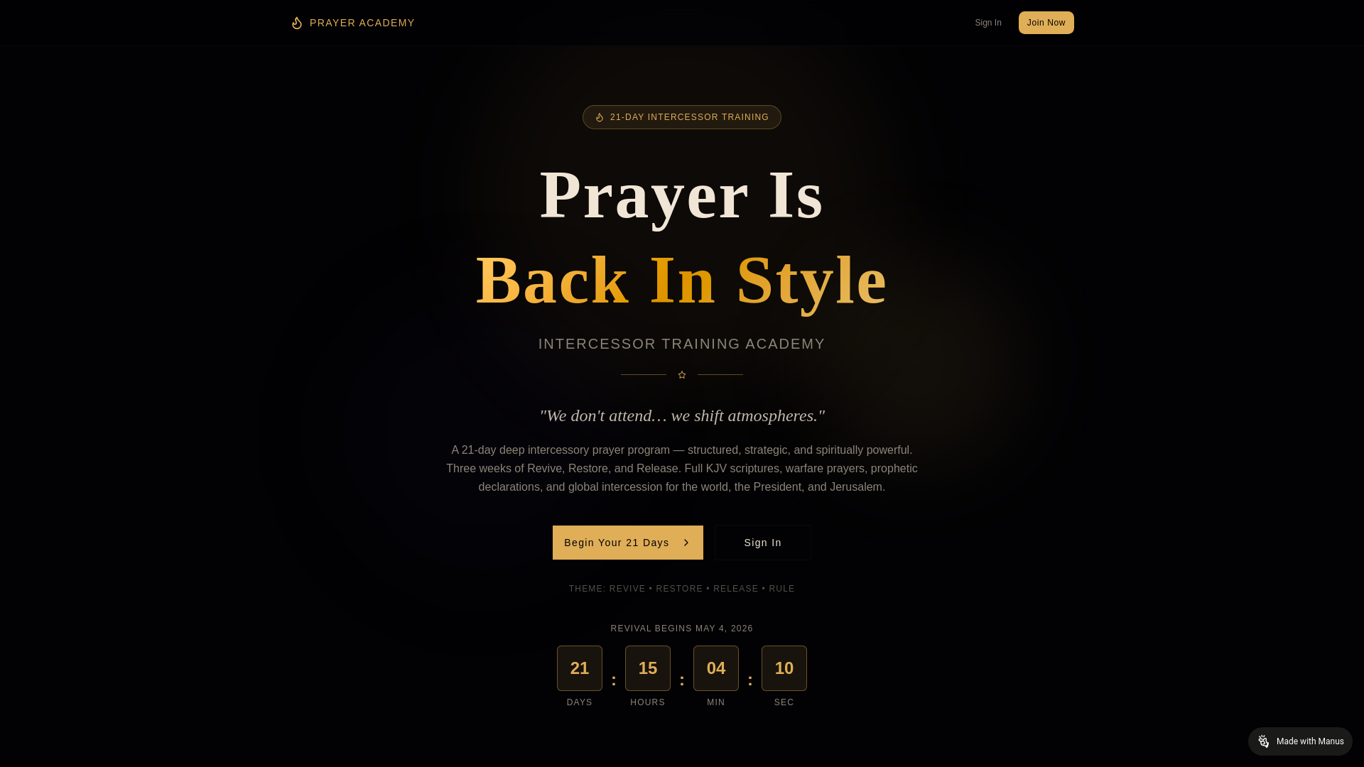 website screenshot of https://prayerisbackinstyle.com/