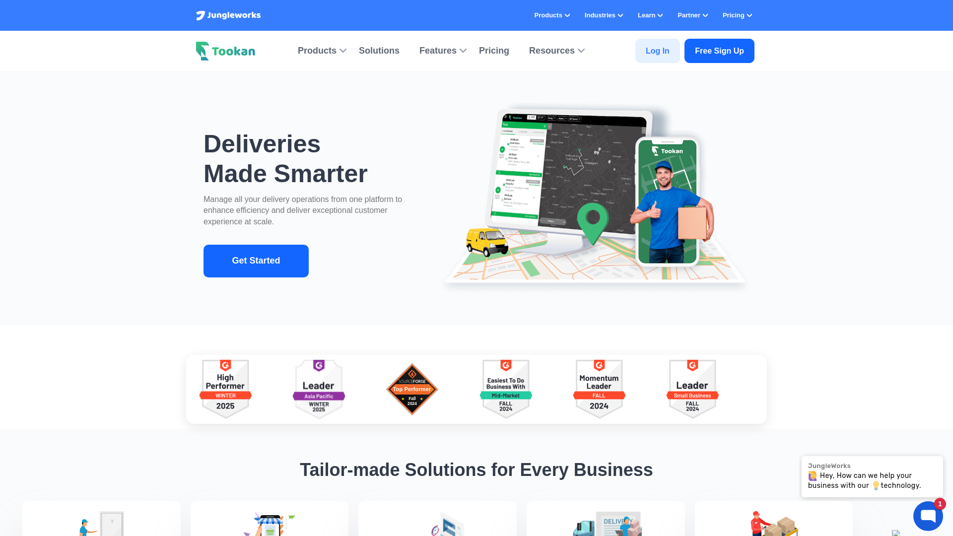 website screenshot of https://tookanlogistics.com/