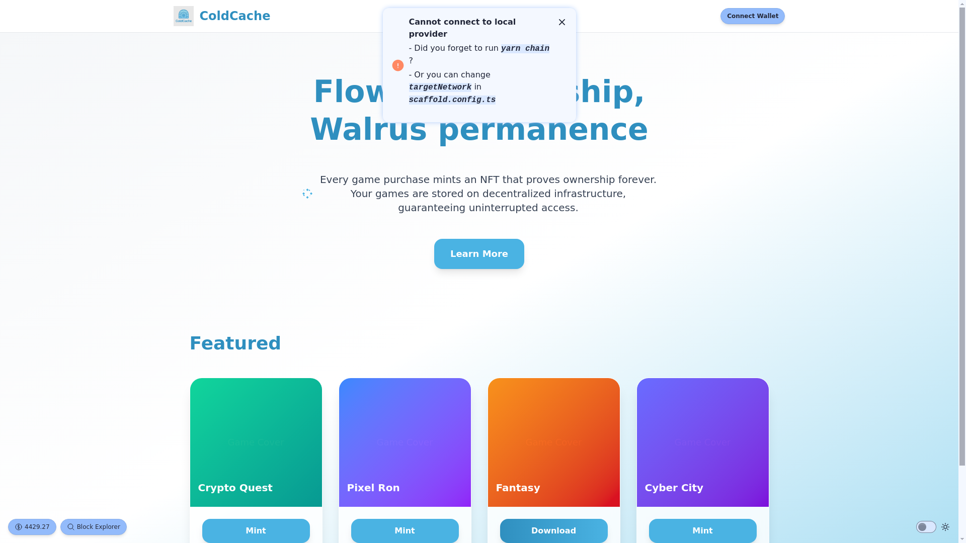 website screenshot of https://coldcache.xyz/