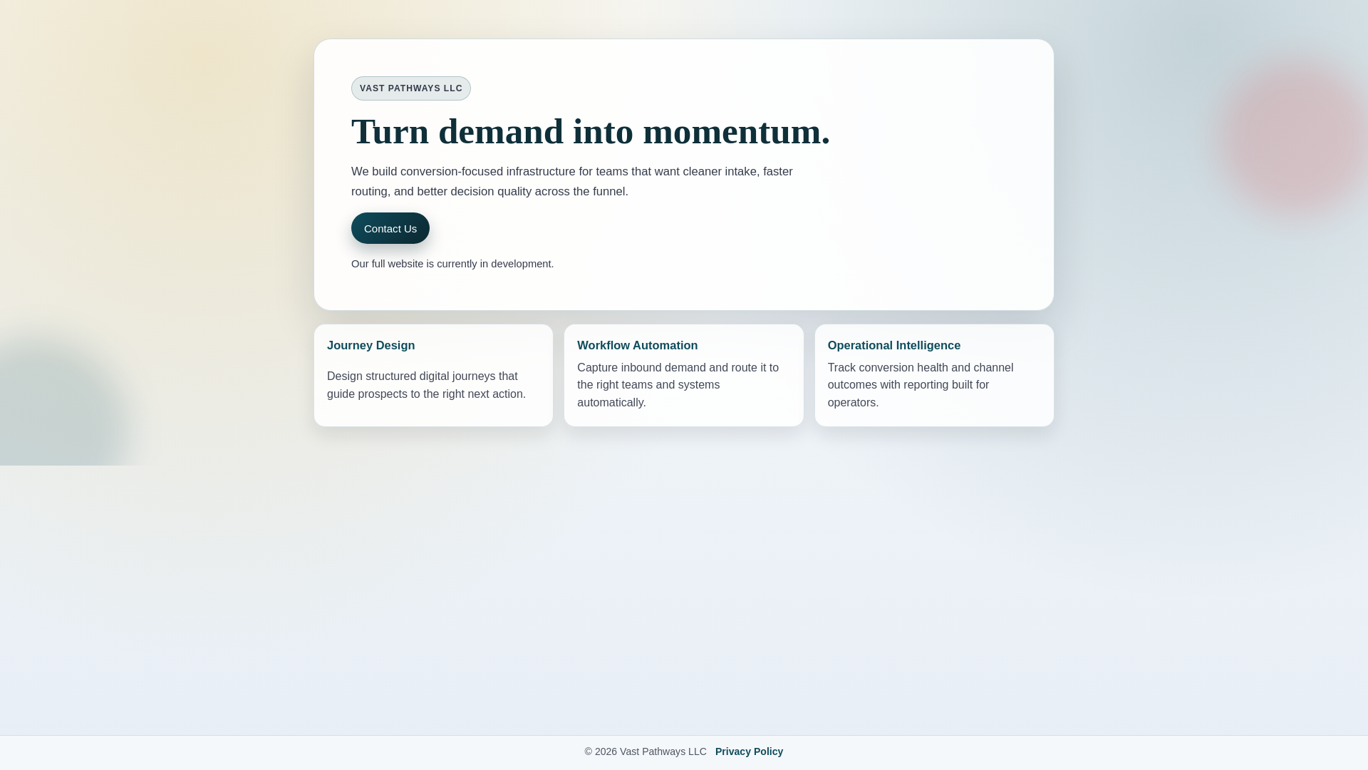 website screenshot of https://vastpathway.com
