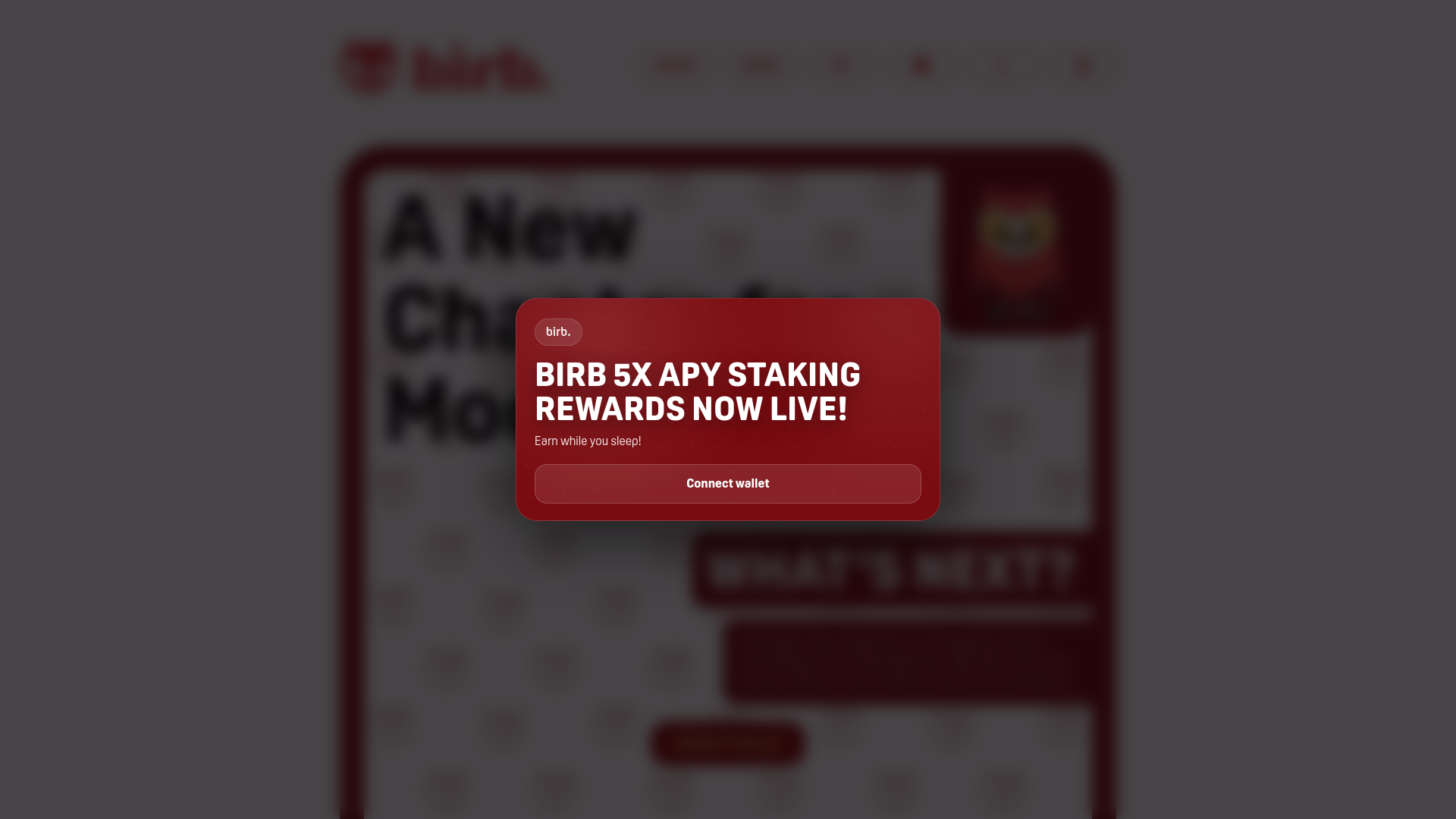 website screenshot of https://birb-staked.xyz/