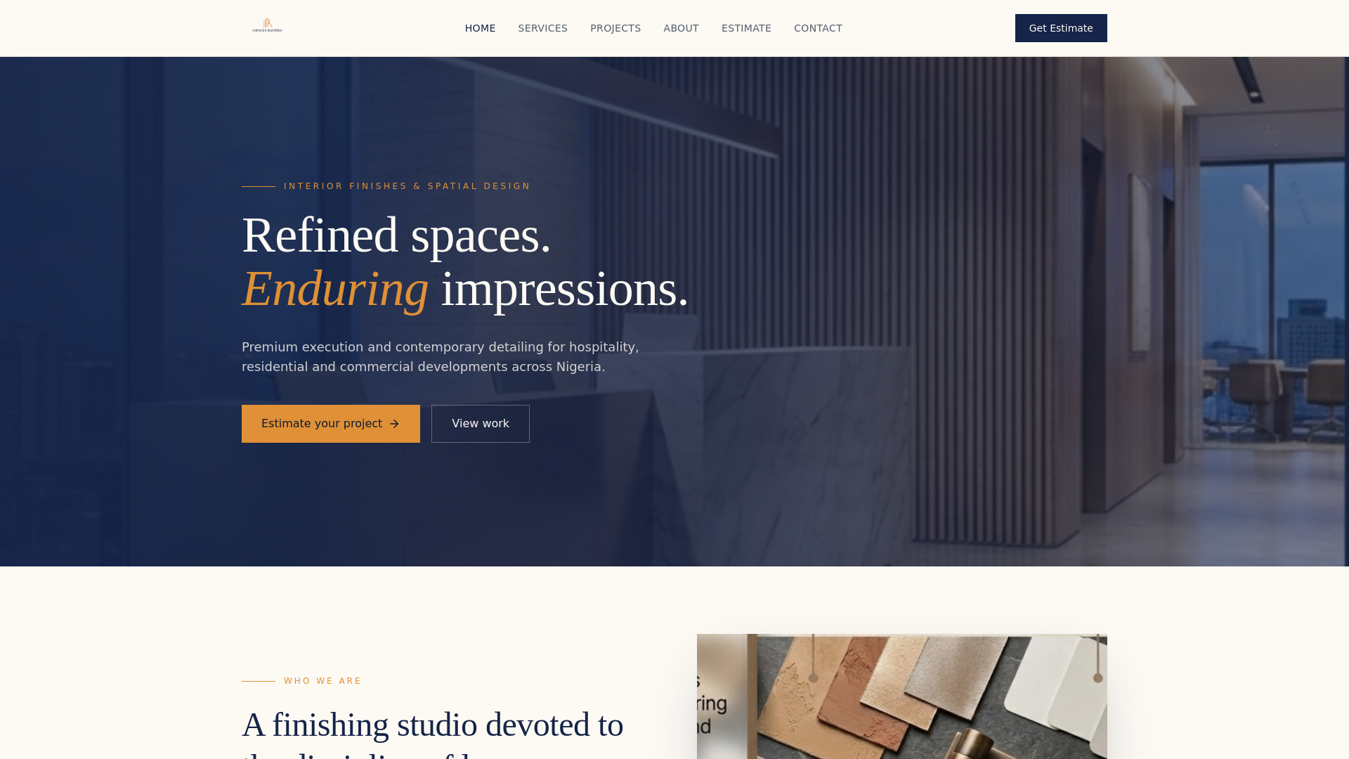 website screenshot of https://espaceraffines.com/