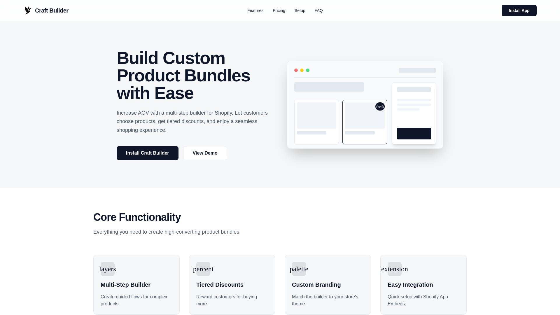 website screenshot of https://craft-builder.tech/