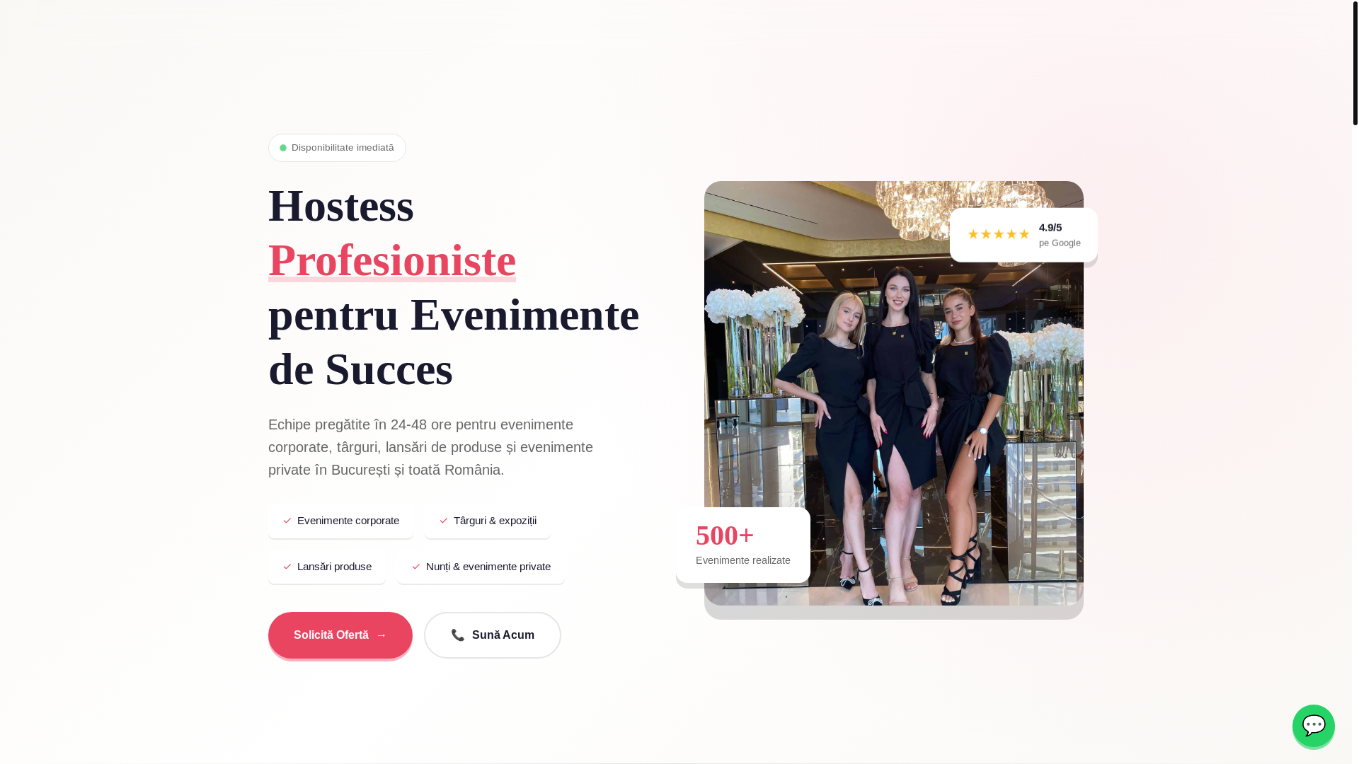 website screenshot of https://hostesssipromoteri.ro/