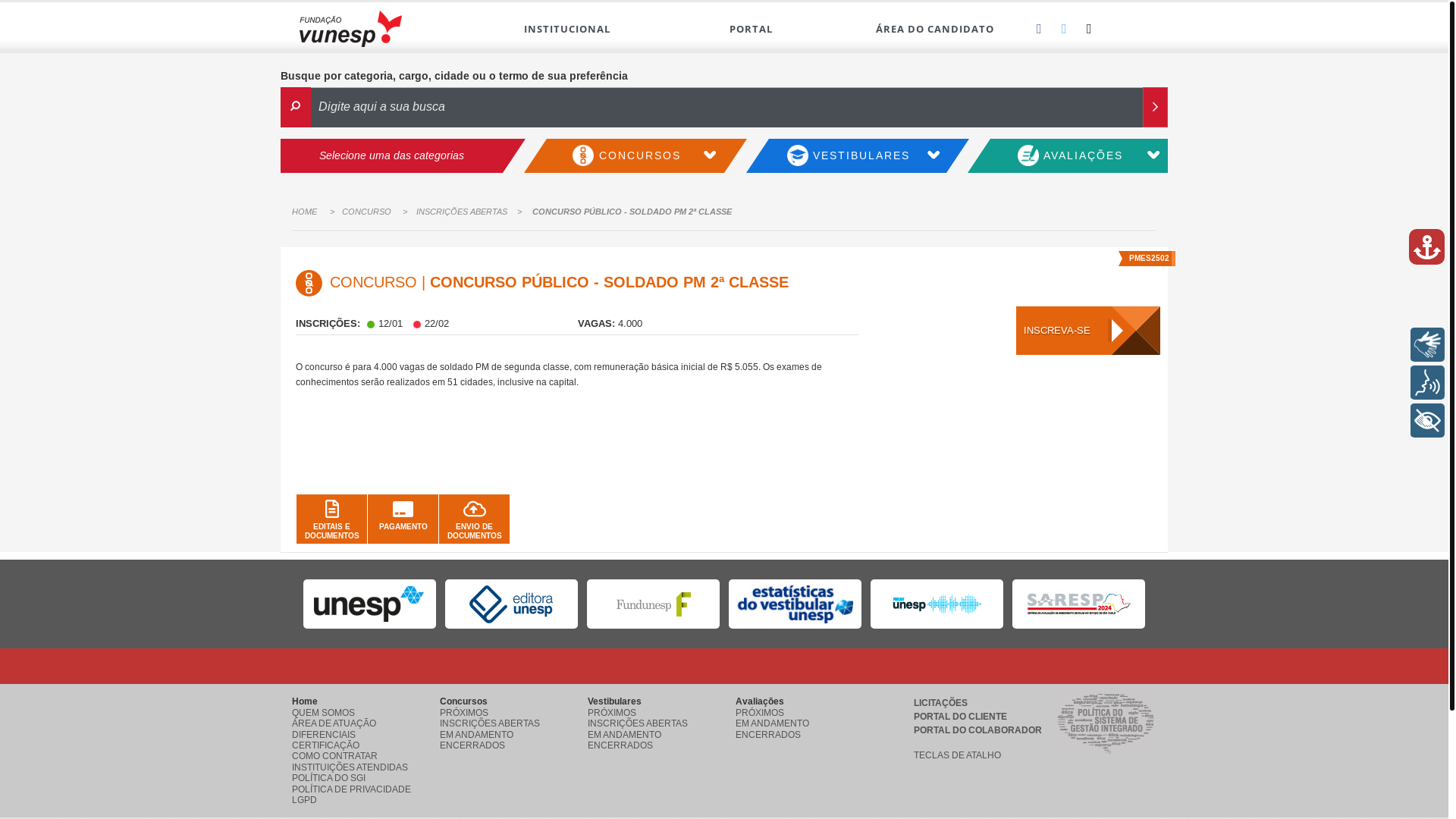 website screenshot of https://portal-vunesp2026.shop/