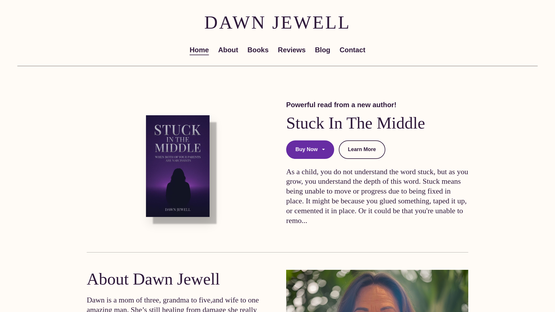 website screenshot of https://dawnjewellauthor.com/