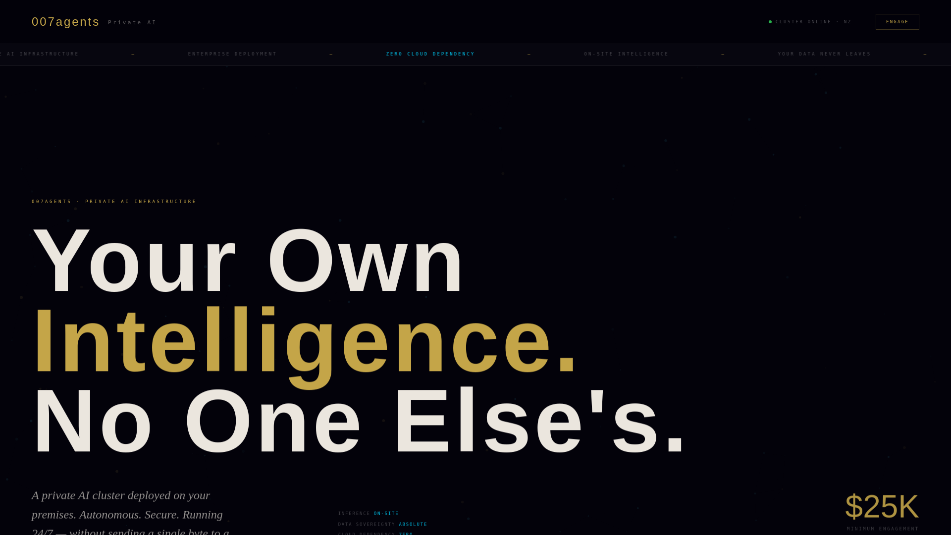 website screenshot of https://007agents.io/