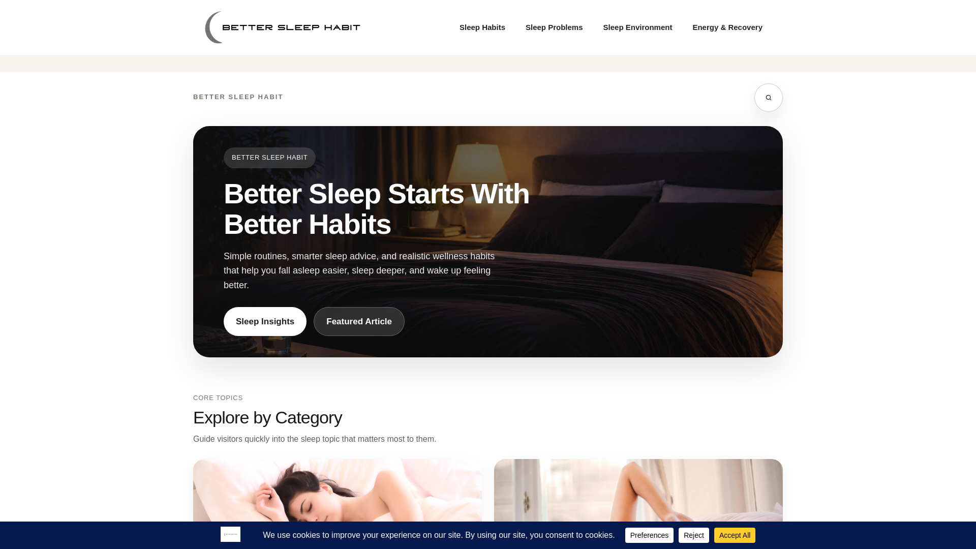 website screenshot of https://bettersleephabit.com/