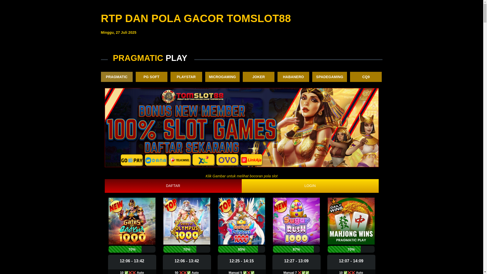 website screenshot of https://rtptomslot88pisang.xyz/