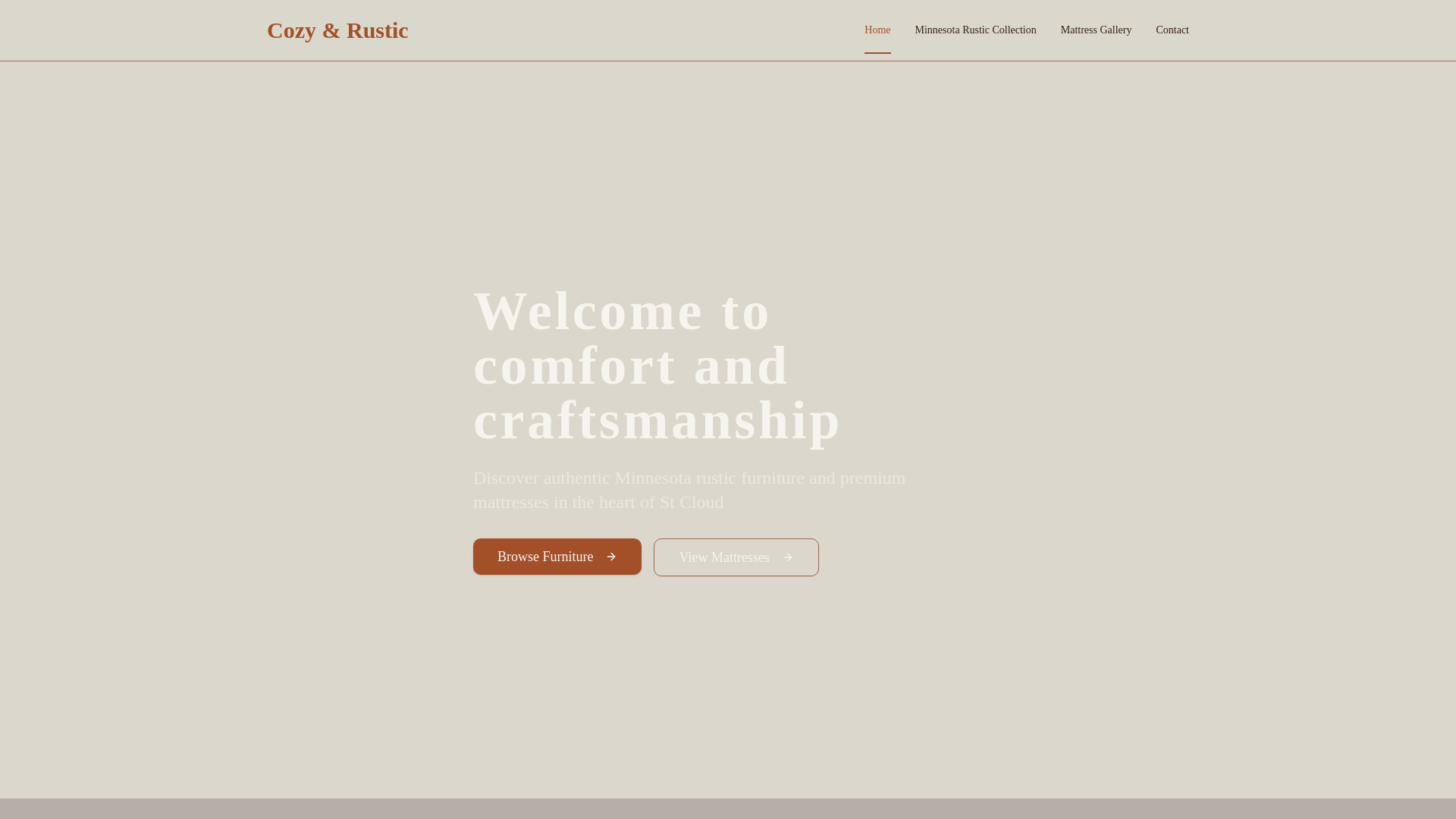 website screenshot of https://cozyandrustic.com/