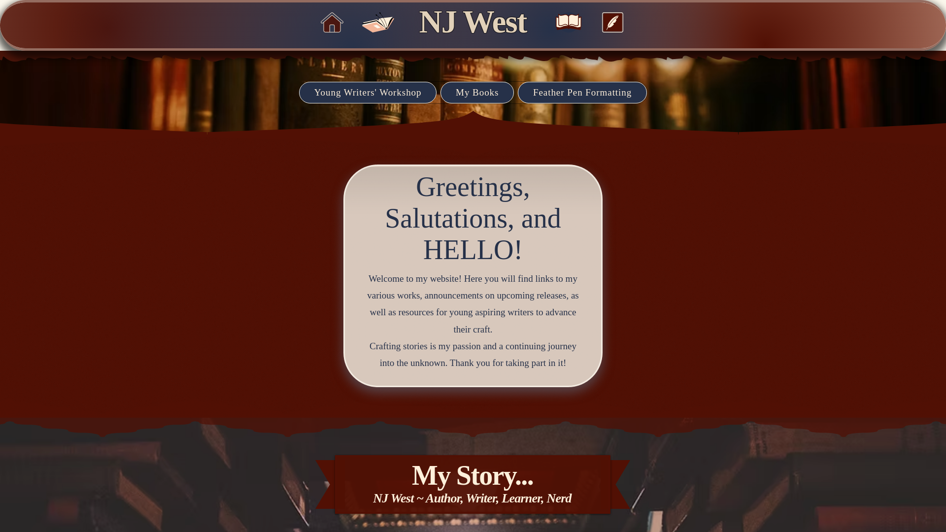 website screenshot of https://njwestauthor.com/