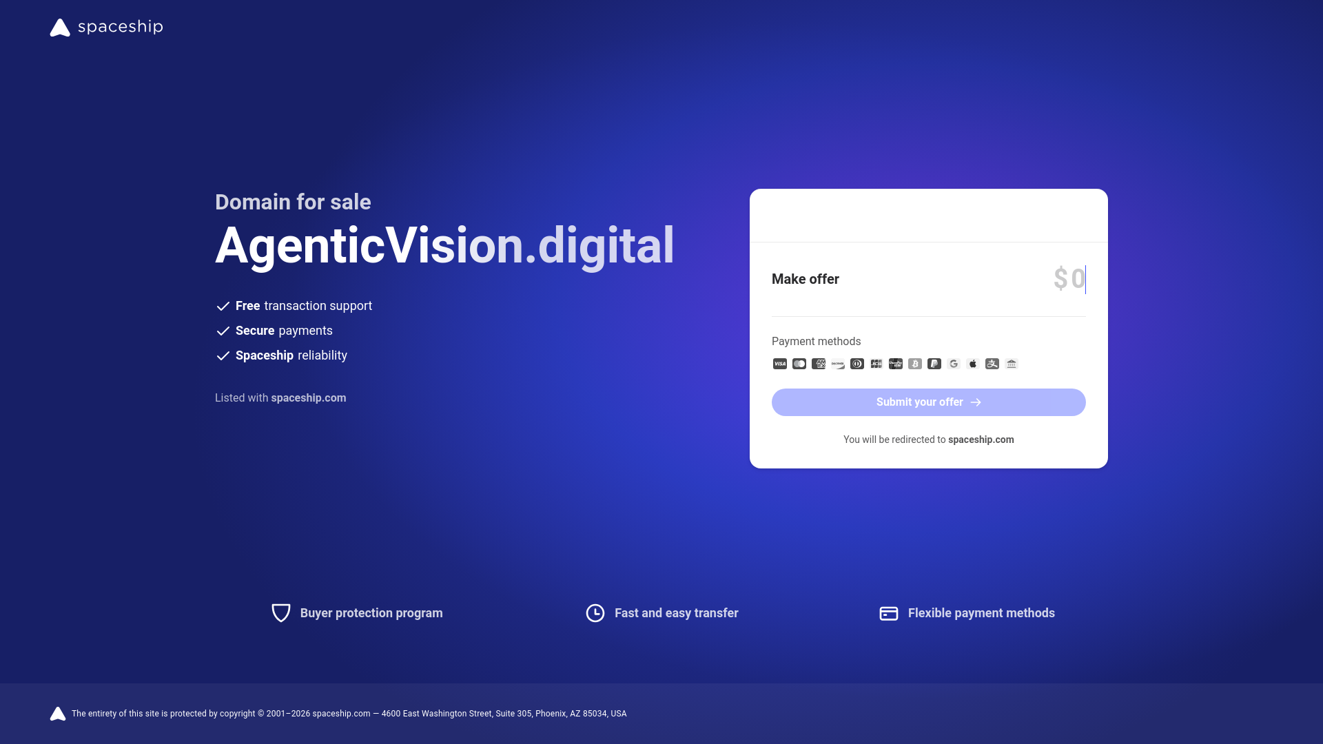website screenshot of https://agenticvision.digital