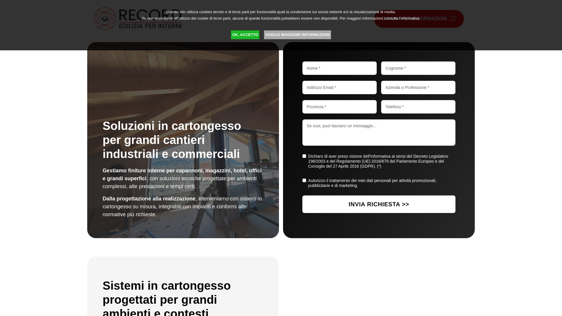 website screenshot of https://recordediliziaperinterni.it