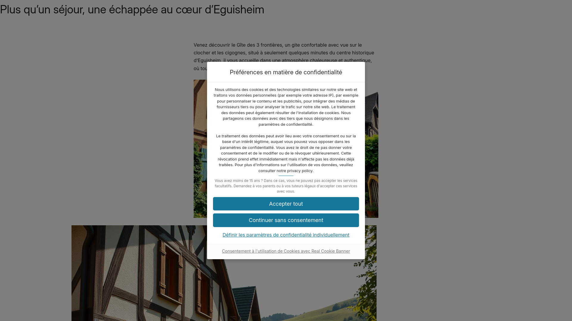 website screenshot of https://gite3frontieres.com