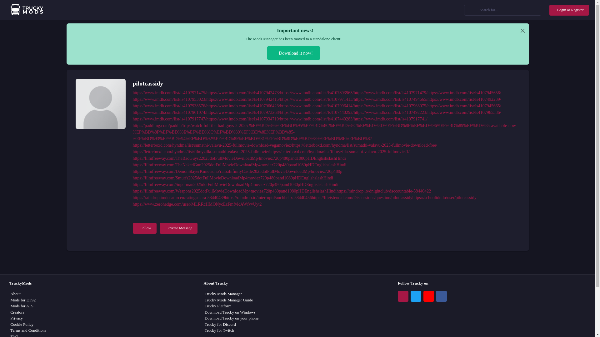 website screenshot of https://truckymods.io/user/388189