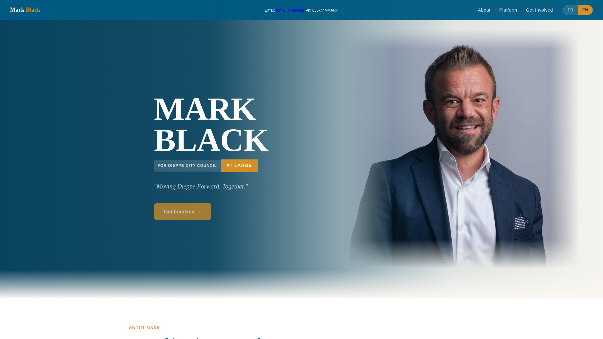 website screenshot of https://markfordieppe.ca/