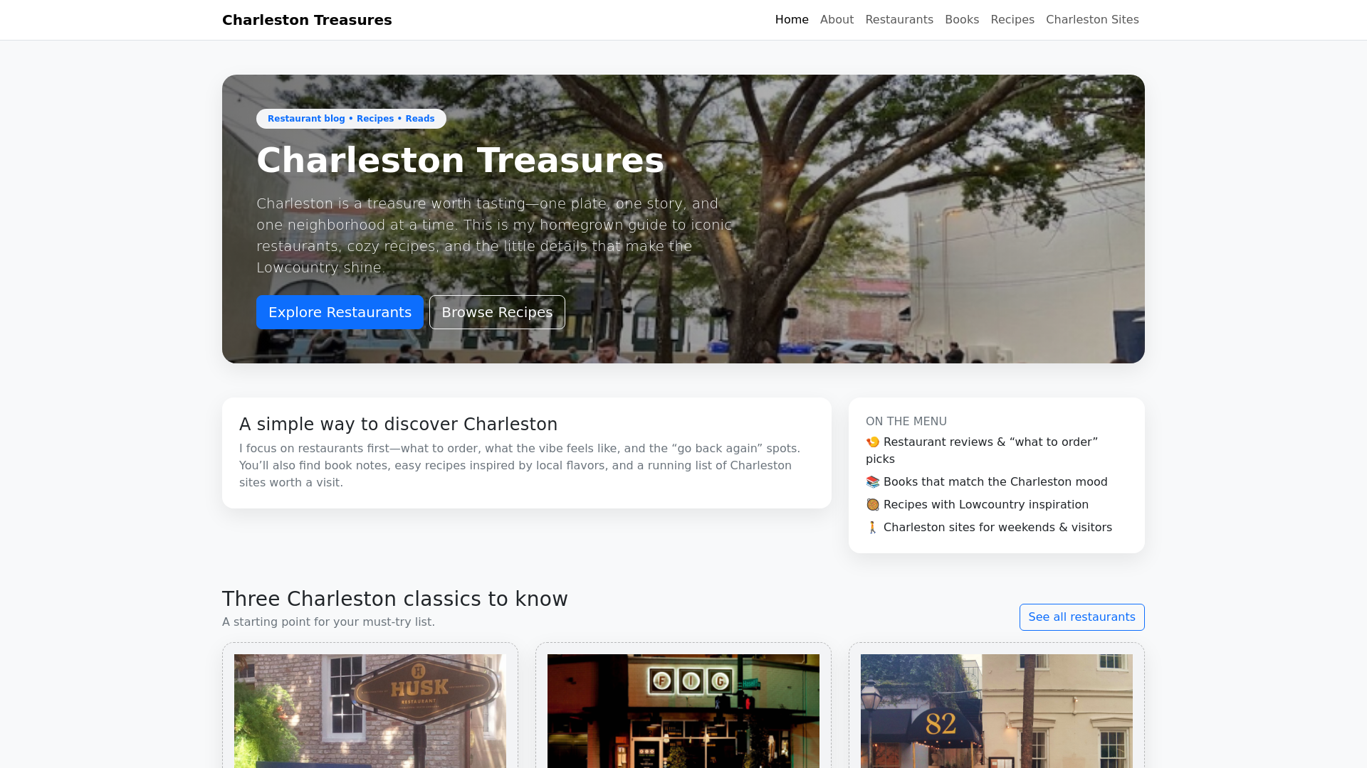website screenshot of https://charlestontreasures.pages.dev/