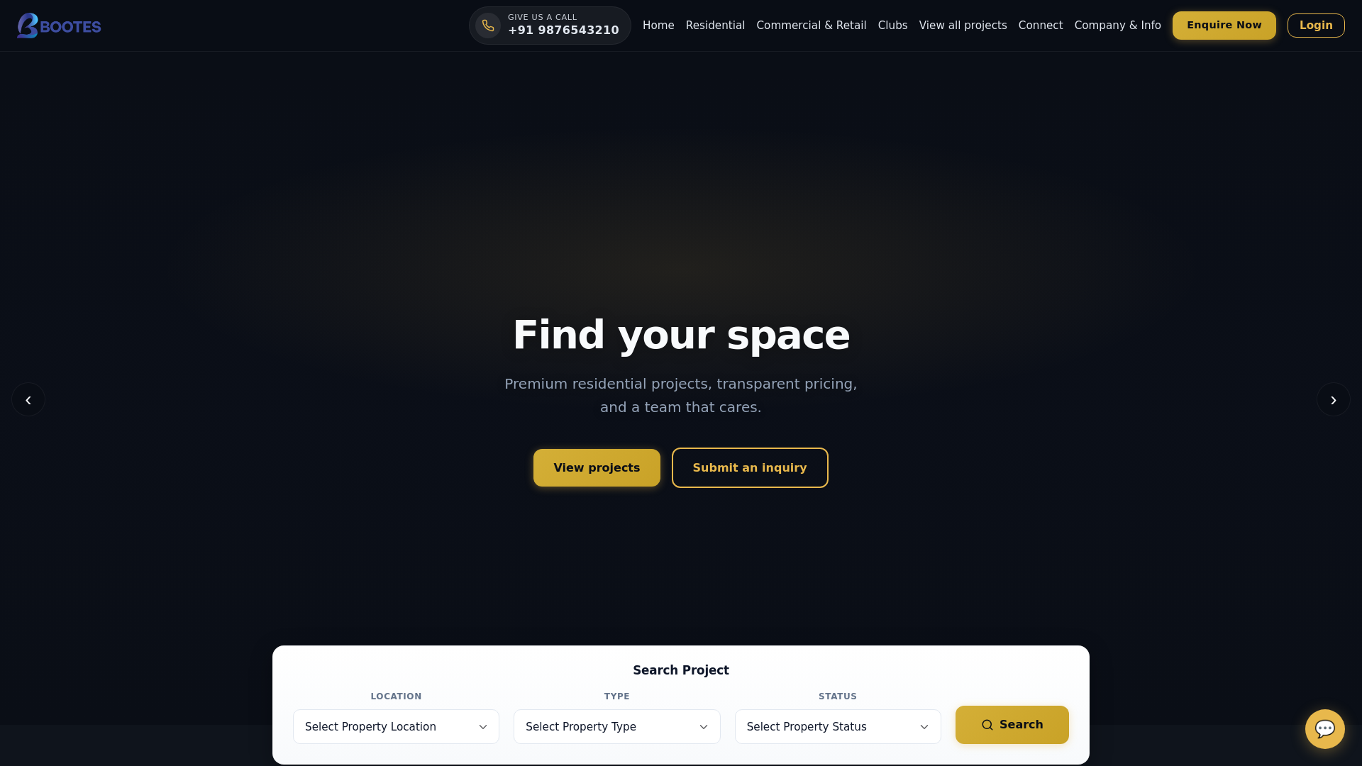 website screenshot of https://bootescrm.com/