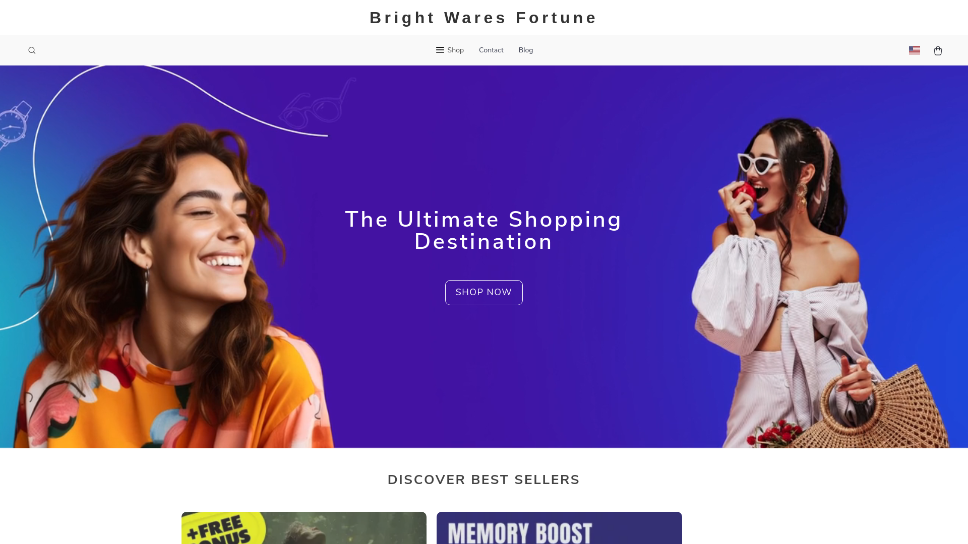 website screenshot of https://brightwaresfortune.shop/