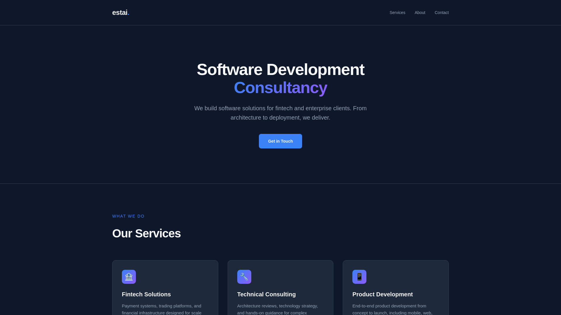 website screenshot of https://estai.digital