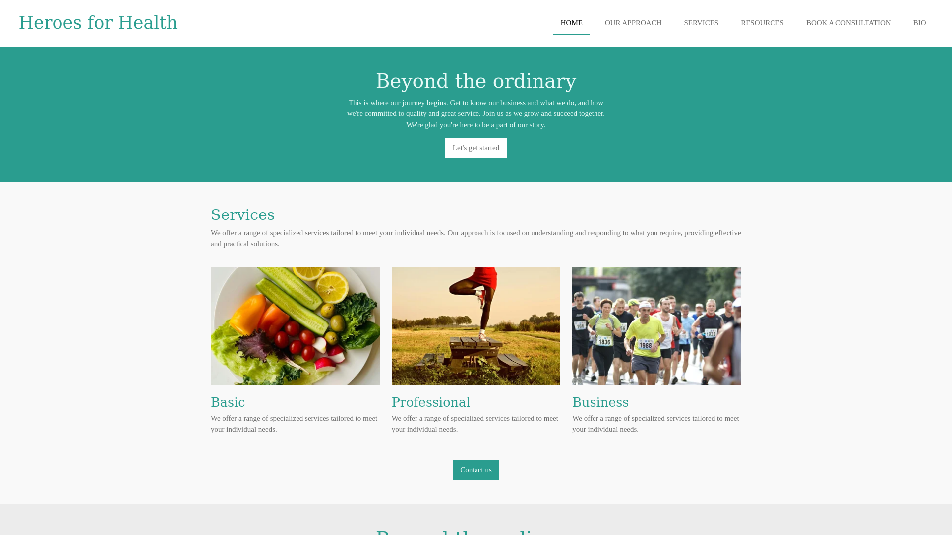 website screenshot of https://heroes-for-health.org