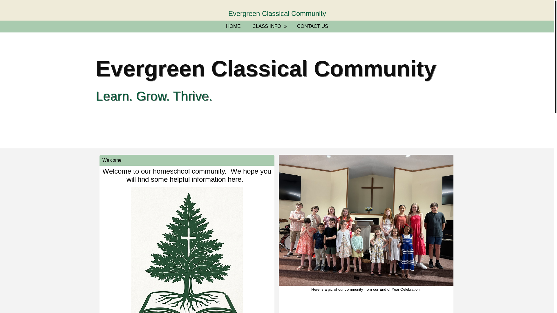 website screenshot of https://evergreen-classical.org/