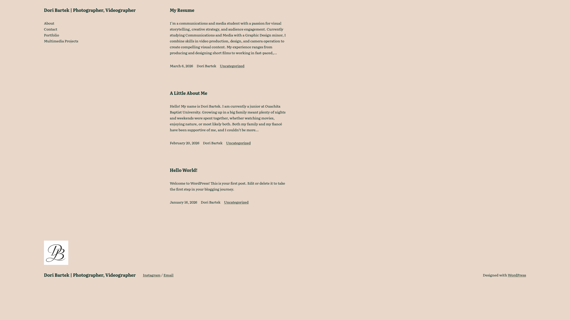 website screenshot of https://dorikbartek.com